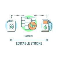 Biofuel concept icon. Alternative energy source idea thin line illustration. Renewable biomass energy. Eco fuel, biogas. Vector isolated outline drawing. Editable stroke