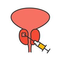 icono de color de biopsia de próstata. prueba y diagnóstico del cáncer de próstata. biopsia transrectal. examen médico, detección. ilustración vectorial aislada vector