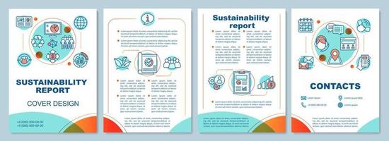 Sustainability report brochure template layout. Flyer, booklet, leaflet print design with icons. Sustainable development statement. Vector page layouts for magazines, annual report, advertising poster