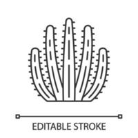 Organ pipe cactus linear icon. Pitahaya. America native plant. Tropical exotic flora. Thin line illustration. Contour symbol. Vector isolated outline drawing. Editable stroke