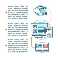 plantilla de vector de página de artículo de marketing de marca. ventas, servicio de valor de marca. folleto, elemento de diseño de revista con iconos lineales y cuadros de texto. diseño de impresión. ilustraciones de concepto con espacio de texto