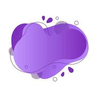 Abstract fluid design element. Minimalistic background for text. Wavy bubble banner, poster clipart with lines, dots. Gradient liquid purple flat shape. Geometric color illustration. Isolated vector