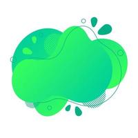 Abstract fluid design element. Minimalistic background for text. Wavy bubble banner, poster clipart with lines, dots. Gradient liquid green flat shape. Geometric color illustration. Isolated vector