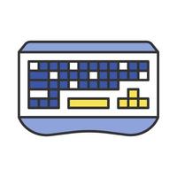 Gaming keyboard color icon. Esports equipment. Ergonomic computer device for gamer. Isolated vector illustration