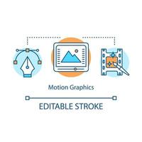 Motion graphics concept icon. Visual effects idea thin line illustration. Film editing. Amination. Video post production. Special effects adding. Vector isolated outline drawing. Editable stroke