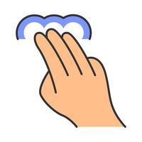 Touchscreen gesture color icon. Tap, 3x tap, point, click, double tap, drag, double click gesturing. Human hand and fingers. Using sensory devices. Isolated vector illustration