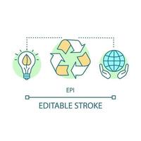 EPI concept icon. Environmental Performance Index idea thin line illustration. Environment, ecology. Waste recycling. Eco energy. World protection. Vector isolated outline drawing. Editable stroke