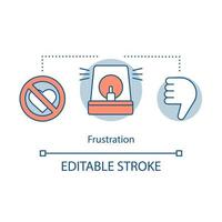 Frustration concept icon. Disappointment idea thin line illustration. Dislike in social network. Hostility to someone. Depression, disappointment. Vector isolated outline drawing. Editable stroke