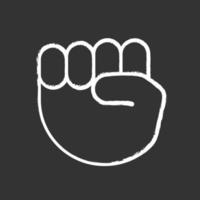 Raised fist emoji chalk icon. Protest, support hand gesture. Fist pointing up. Isolated vector chalkboard illustration