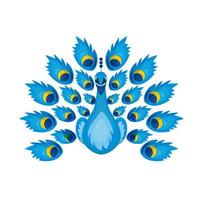pavo real de dibujos animados coloridos. cola de pavo real plana aislada sobre fondo blanco. ilustración vectorial, icono, logotipo. vector