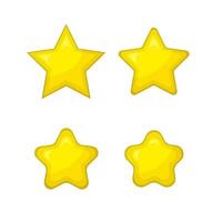 Collection of cartoon yellow stars of different shapes. Isolated stars for icon, game, logo, design element. Flat vector illustration.