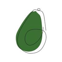 Stylized avocado isolated on white background. One line vector icon, logo, or symbol. Vector illustration.