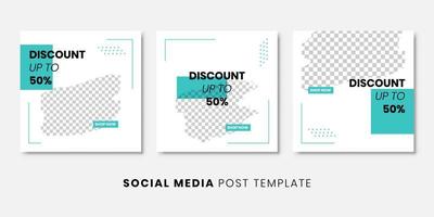 social media template banner blog fashion sale promotion. fully editable square post with space photo frame puzzle sale poster. fresh blue element shape brush vector background.