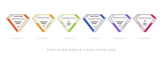 Certified badge logo design diamond shape for company training badge certificates to determine based on criteria. Set bundle certify colorful vector illustration template.