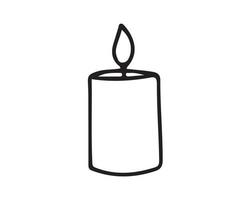 Candle drawn with a black line, icon, doodle vector