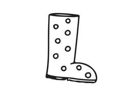 Rubber boot with black outline, icon, doodle vector