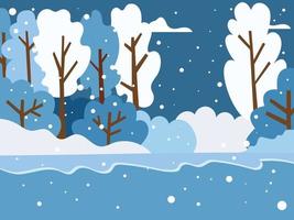 Cute winter landscape, winter greeting card. vector