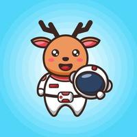 Funny Astronaut deer holding helm with smile face vector