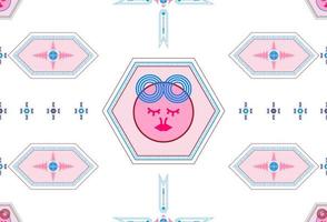 moon pattern is a figure of a woman's face. ethnic or geometric repeating on white background. design to be printed on the cloth or fabric. vector
