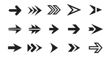 iconos de flechas vectoriales negras, conjunto de iconos de flecha, conjunto de iconos negros de símbolo de flecha. vector