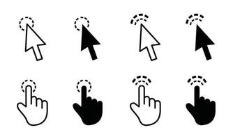 Computer mouse click cursor gray arrow icons set and loading icons vector