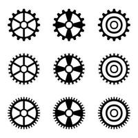 Gear icon set, gear vector set, gear clipart all black sets