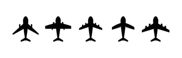 set of Plane icon black vector, plane symbol set vector