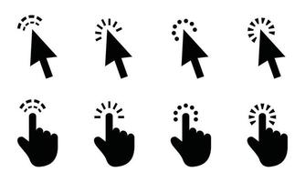 Computer mouse click cursor gray arrow icons set and loading icons vector