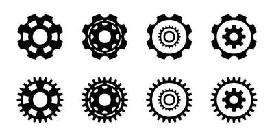 Gear icon set, gear vector set, gear clipart all black sets