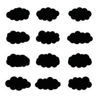 conjunto de iconos de nube, conjunto de vectores de nube, conjunto de imágenes prediseñadas de nube conjunto de iconos negros