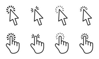 Computer mouse click cursor gray arrow icons set and loading icons vector