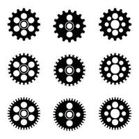 Gear icon set, gear vector set, gear clipart all black sets