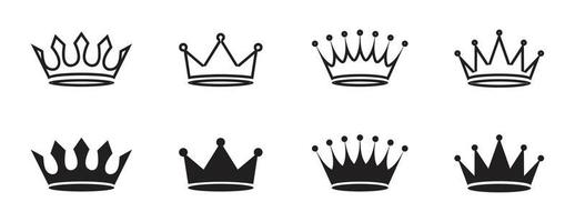 Crown icons set. Crown symbol collection. Vector illustration