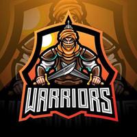diseño de logotipo de la mascota de warriors esport vector