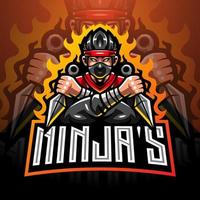 diseño de logotipo de mascota ninja esport vector