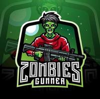 Zombie gunner esport mascot logo vector