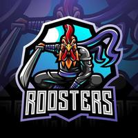 Ninja rooster esport mascot logo vector