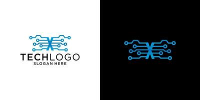 X logo technology design template vector