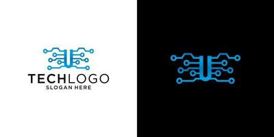 U logo technology design template vector