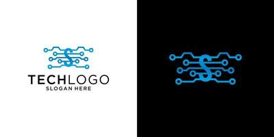 S logo technology design template vector