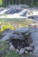 Flowing river water of the waterfall Rjukandefossen, Hemsedal, Norway.