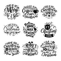 conjunto de diseño de camiseta de tipografía navideña vector