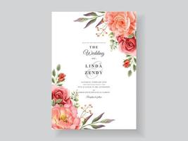 plantilla de tarjeta de invitación de boda floral hermosa y romántica vector