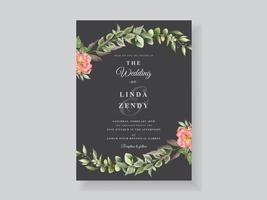 plantilla de tarjeta de invitación de boda floral hermosa y romántica vector