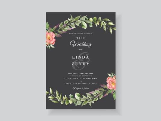 beautiful and romantic floral wedding invitation card template