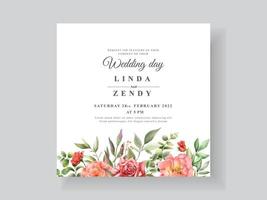 beautiful and romantic floral wedding invitation card template vector