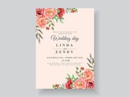 beautiful and romantic floral wedding invitation card template vector