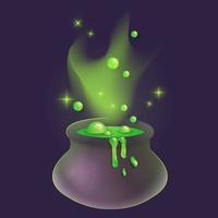 caldero mágico de bruja con veneno verde. ilustración vectorial vector