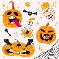 Set of magic elements for halloween. Vector hand drawn illustration. All elements solated