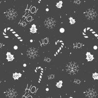 Black-white seamless pattern with Christmas elements. Hand drawn vector illustration in cartoon style